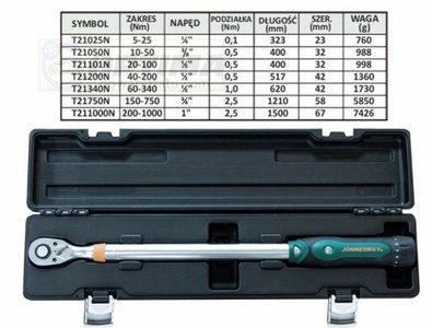 KLUCZ DYNAMOMETRYCZNY JONNESWAY 1/2" 20-100NM
